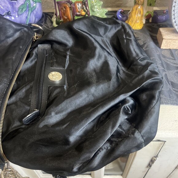 Vintage DKNY Black Leather Hobo Bag Soft Gold Handbag Y2K Purse Shoulder Bag - Picture 14 of 16